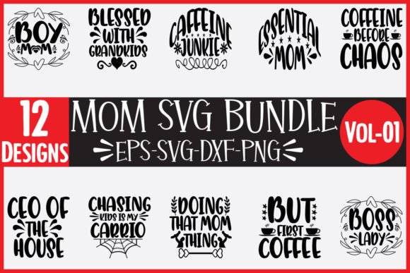 12 Mom Svg Bundle for Graphics and Crafts